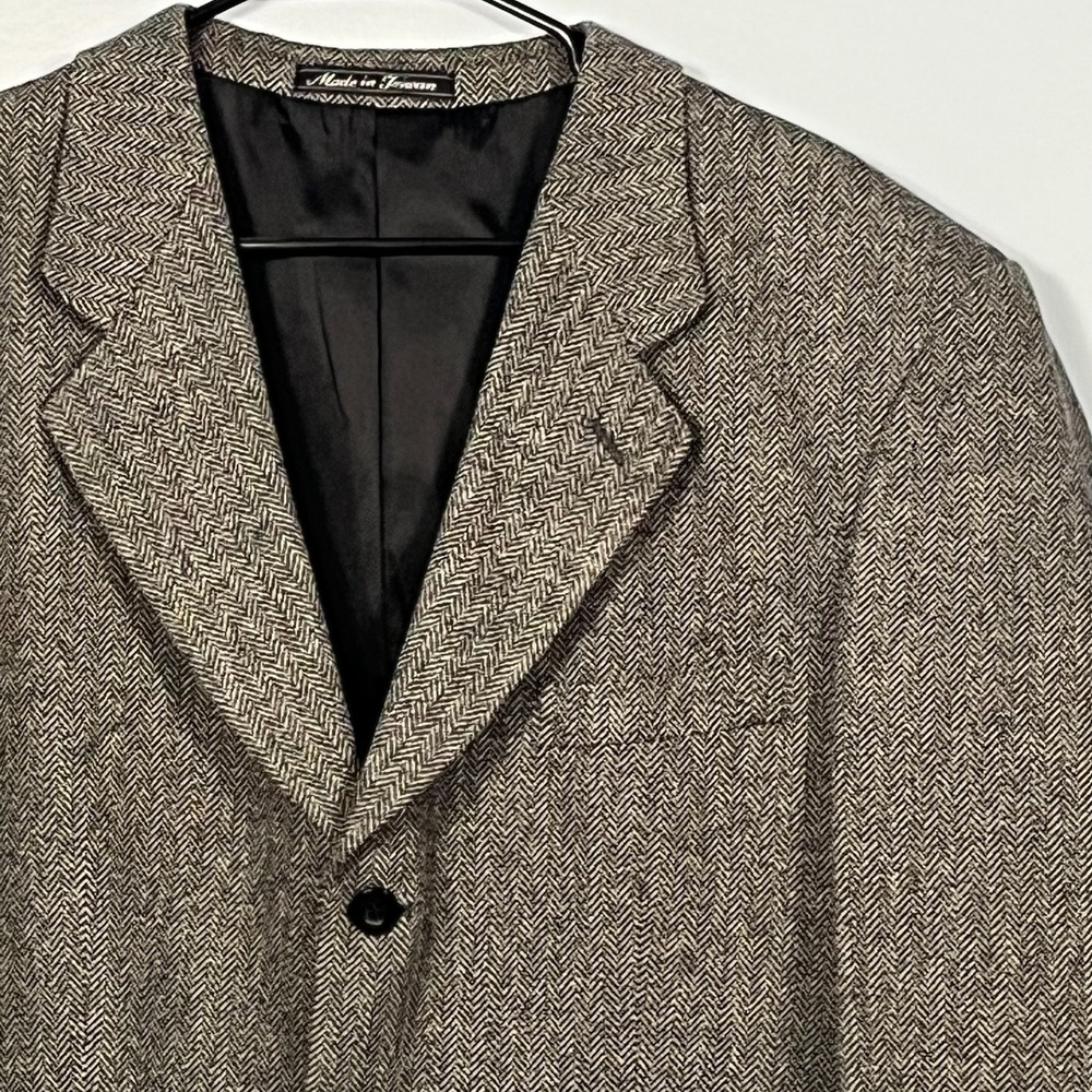 Oleg Cassini Cashmere Wool Blazer 42R (46" chest) Herringbone Italy Sports Coat